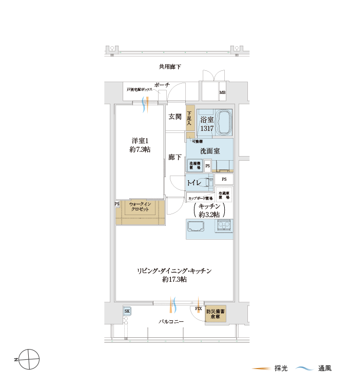 Btype 1LDK+WIC 59.15㎡