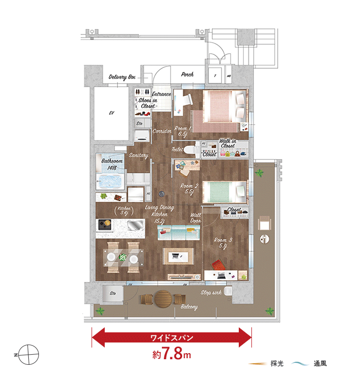 Ctype 3LDK+WIC+SIC 71.29㎡
