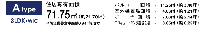 Atype 3LDK+WIC 71.75㎡