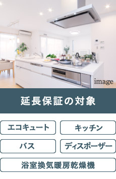 延長保証の対象　エコキュート／キッチン／バス／ディスポーザー／浴室換気暖房乾燥機