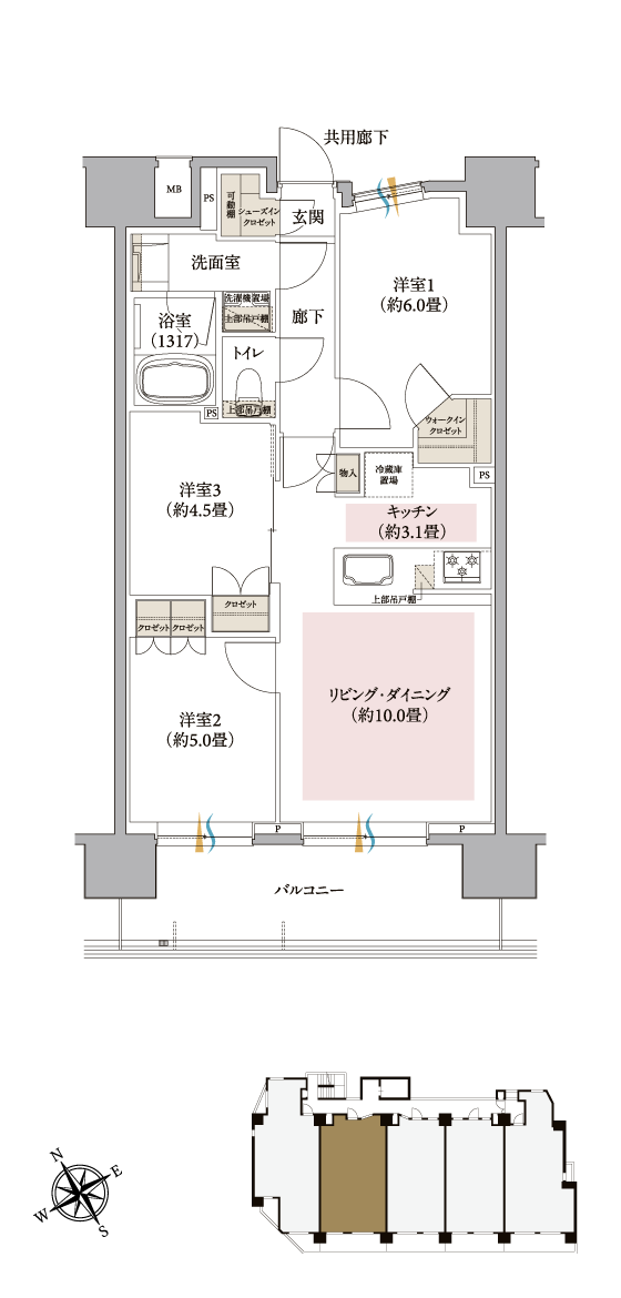 Cタイプ　3LDK+WIC 62.43㎡