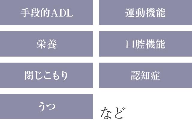 手段的ADL 運動機能 栄養 口腔機能 閉じこもり 認知症 うつ など