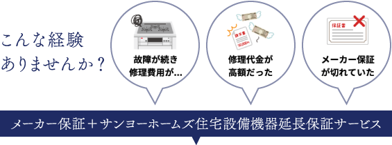 メーカー保証+サンヨーホームズ住宅設備機器延長保証サービス