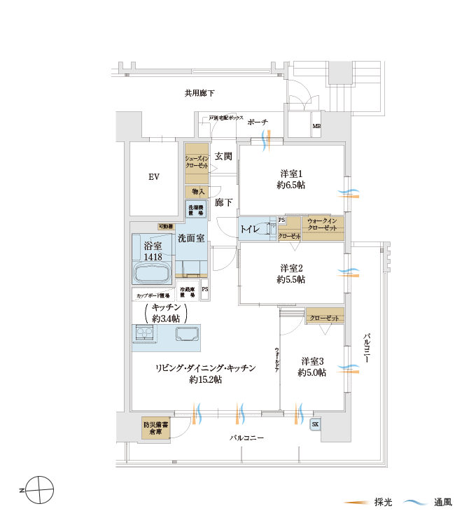 Ctype 3LDK+WIC+SIC 71.29㎡