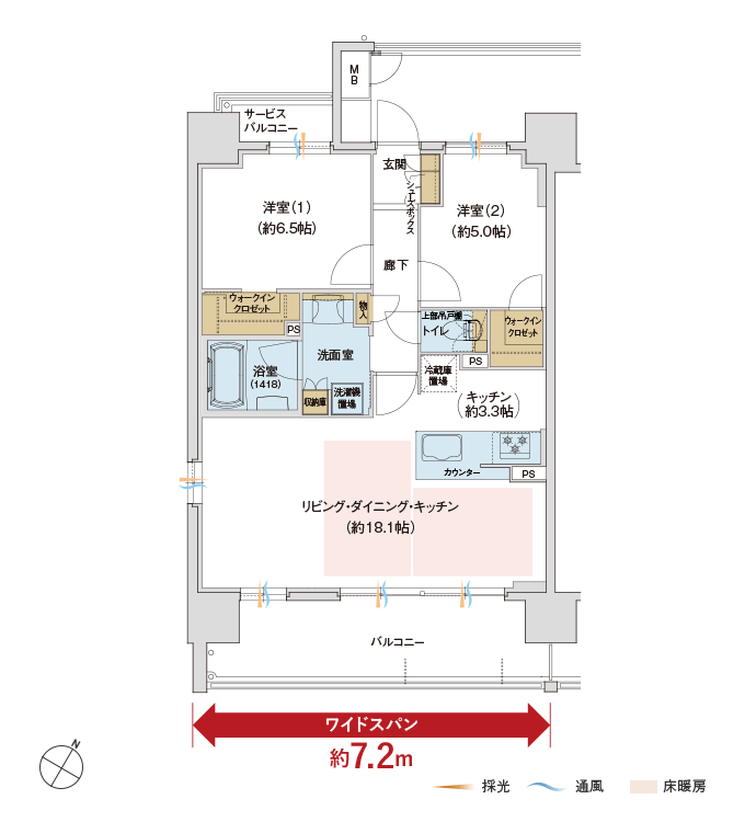 Atype 2LDK+2WIC 65.16㎡