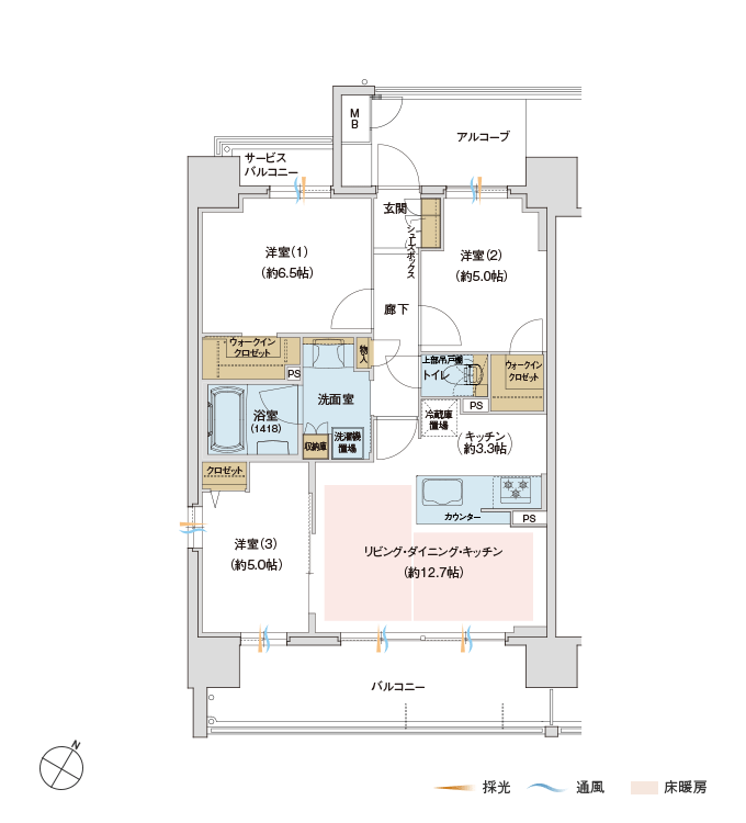 Atype 3LDK+2WIC 65.16㎡