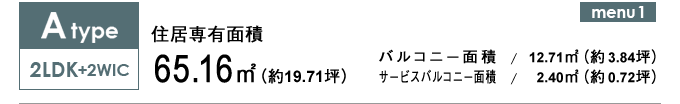 Atype 2LDK+2WIC 65.16㎡