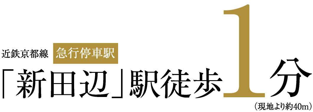近鉄京都線[急行停車駅]「新田辺」駅徒歩1分（現地より約40m）