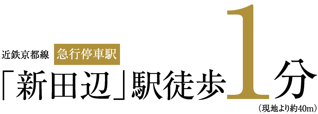 近鉄京都線[急行停車駅]「新田辺」駅徒歩1分（現地より約40m）
