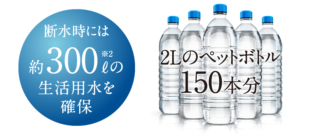 断水時には約300ℓ※2の生活用水を確保