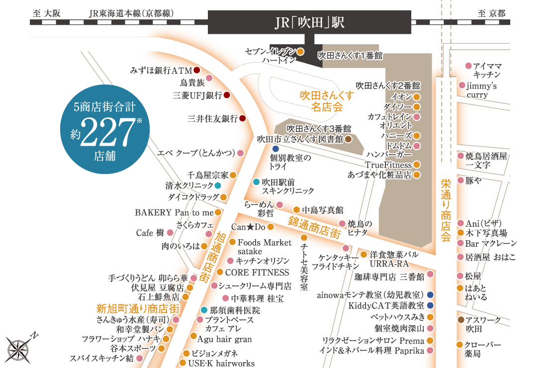 5商店街合計約227店舗