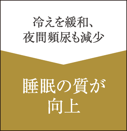 冷えを緩和、夜間頻尿も減少　＞　睡眠の質が向上