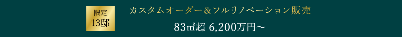 限定13邸　カスタムオーダー＆フルリノベーション販売　83㎡超　6200万円〜